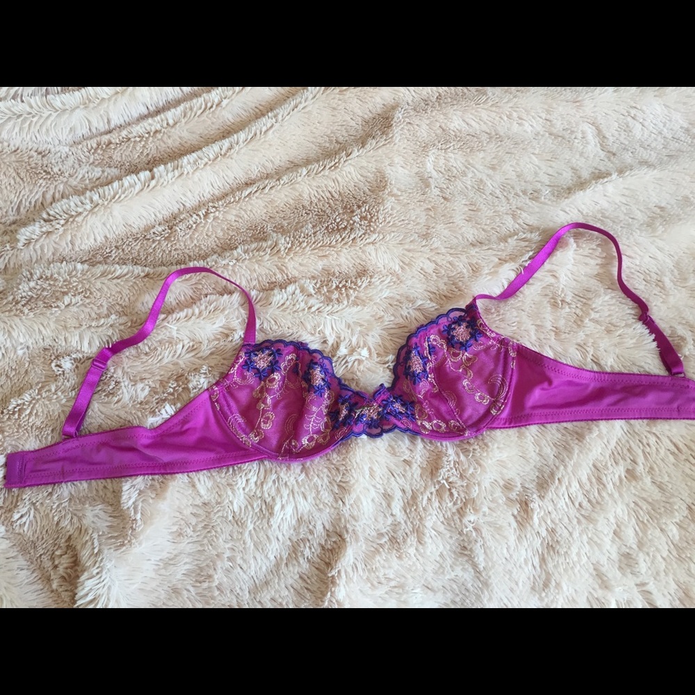 Pretty fuchsia and purple demi bra. Size 34A.